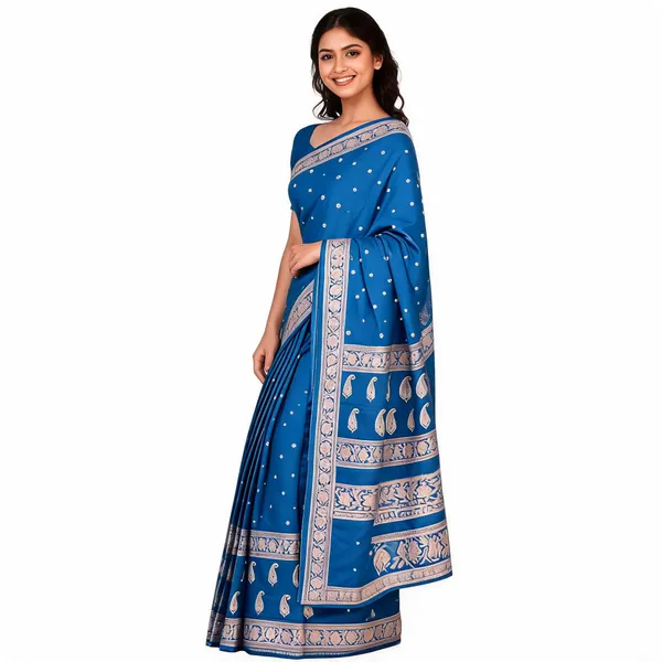 Blue_Banarasi_Mashru_Silk_Saree_For_Women