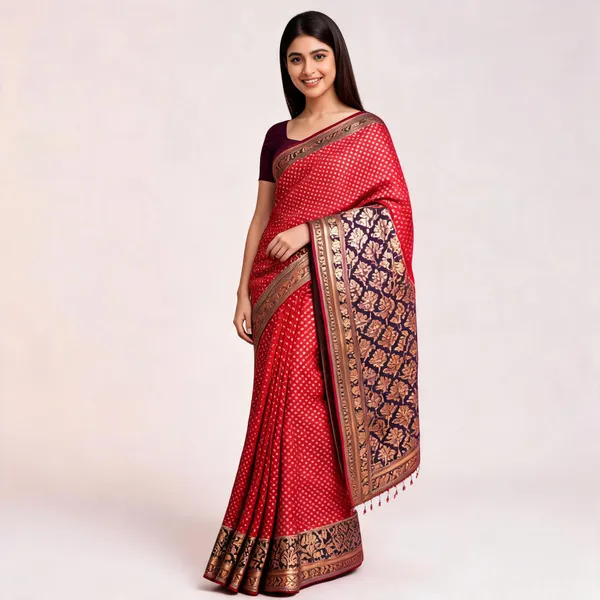Red_Banarasi_Katan_Silk_Saree_For_Women