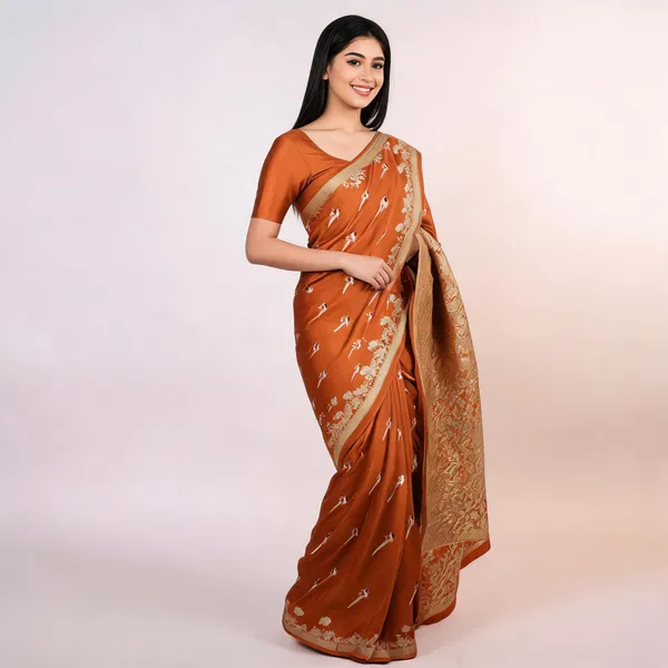 Light_Brown_Banarasi_Mashru_Silk_Saree_For_Women