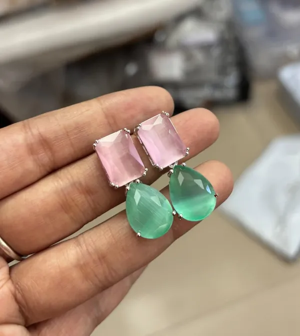 Pink_And_Green_Stone_Drop_Earrings_for_Women