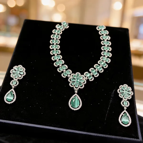 Green_Stone_Necklace_And_Earrings_Set_for_Women