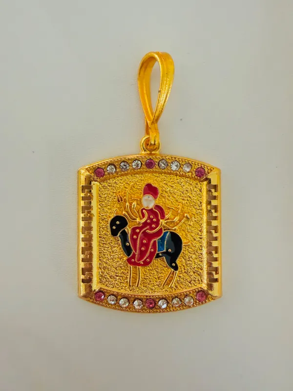 Gold_Tone_Ganesha_Pendant_With_Enamel_And_Stone_Details