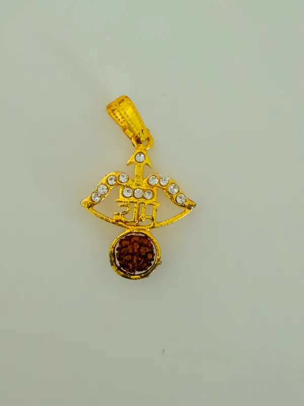 Gold_Tone_Rudraksha_Om_Pendant_for_Unisex
