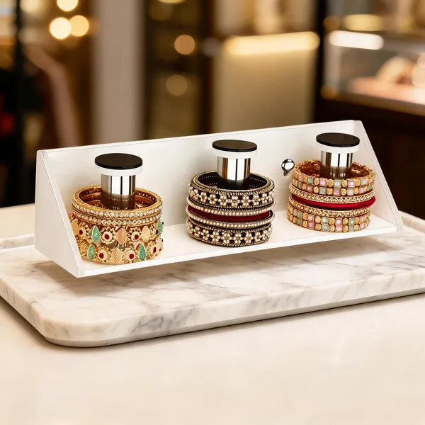 Arcylic_White_Wall_Mounted_Bangle_Organizer_With_3_Holders