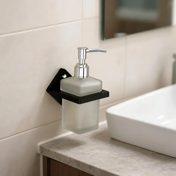Arcylic_Wall_Mounted_Black_Soap_Dispenser