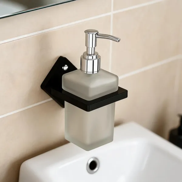 Arcylic_Wall_Mounted_Black_Soap_Dispenser