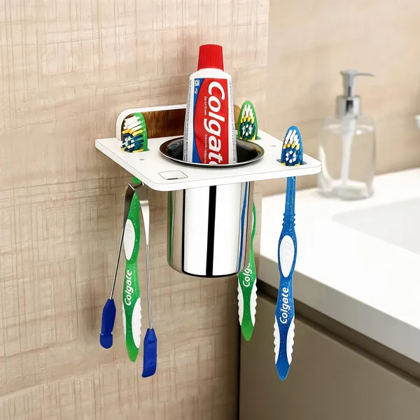 Arcylic_White_Wall_Mounted_Toothbrush_Holder_With_Tumbler