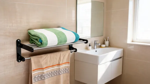 Arcylic_Wall_Mounted_Double_Layer_Towel_Rack