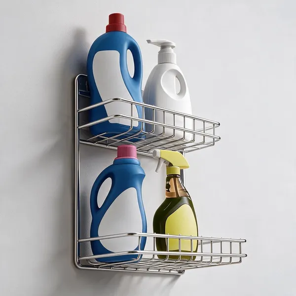 Stainless_Steel_Wall_Mounted_Two_Tier_Bathroom_Storage_Rack