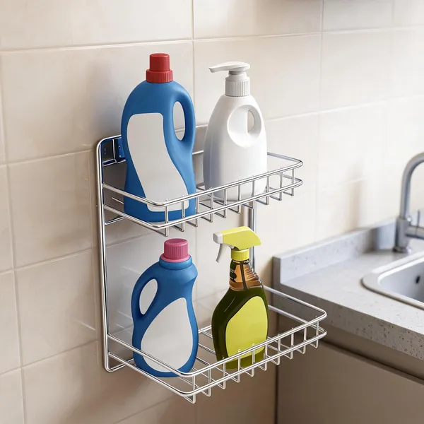 Stainless_Steel_Wall_Mounted_Two_Tier_Bathroom_Storage_Rack