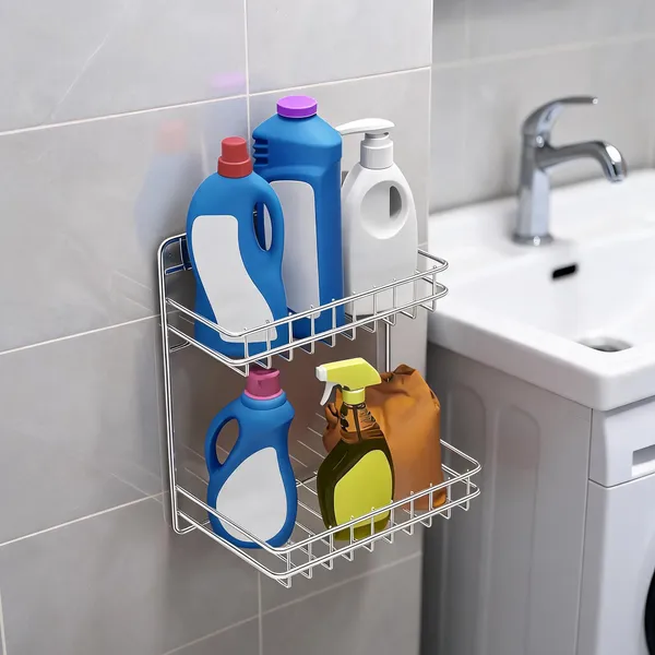 Stainless_Steel_Wall_Mounted_Two_Tier_Bathroom_Storage_Rack
