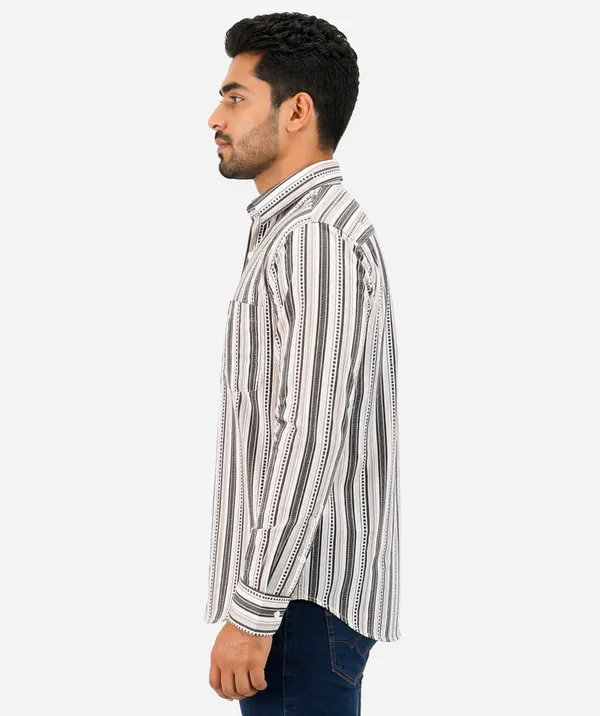 White_Woven_Striped_Regular_Fit_Shirt_For_Men