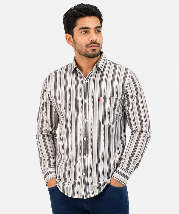 White_Woven_Striped_Regular_Fit_Shirt_For_Men