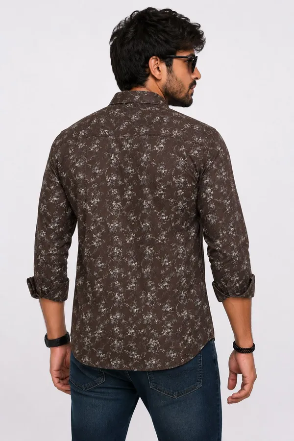 Brown_Floral_Print_Regular_Fit_Casual_Shirt_For_Men