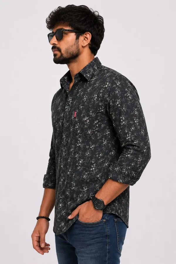 PLOTAH_Men_Floral_Print_Casual_Dark_Green_Shirt_()