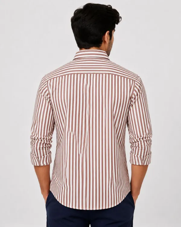 White_And_Brown_Striped_Regular_Fit_Casual_Shirt_For_Men