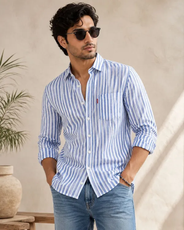 Blue_And_White_Striped_Regular_Fit_Casual_Shirt_For_Men