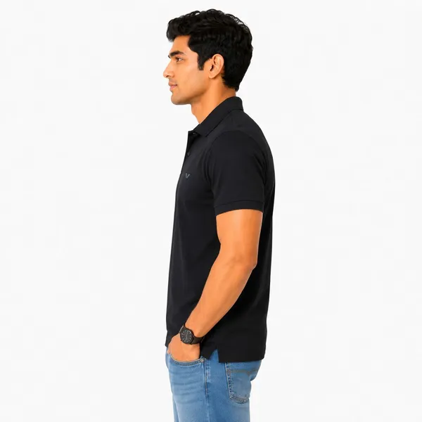 PLOTAH_Solid_Men_Polo_Neck_Black_T-Shirt_()