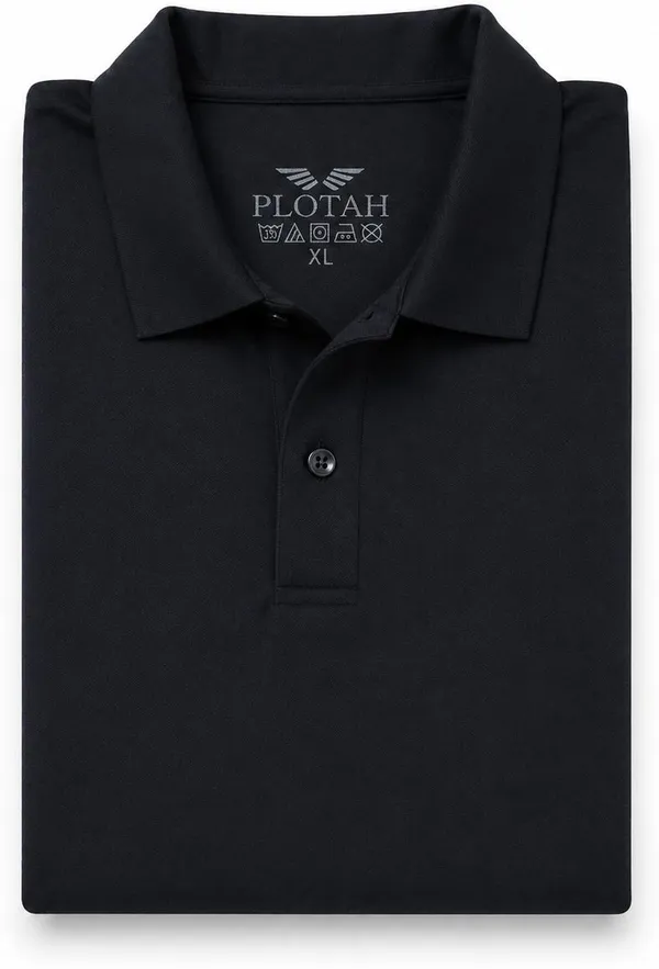 PLOTAH_Solid_Men_Polo_Neck_Black_T-Shirt_()