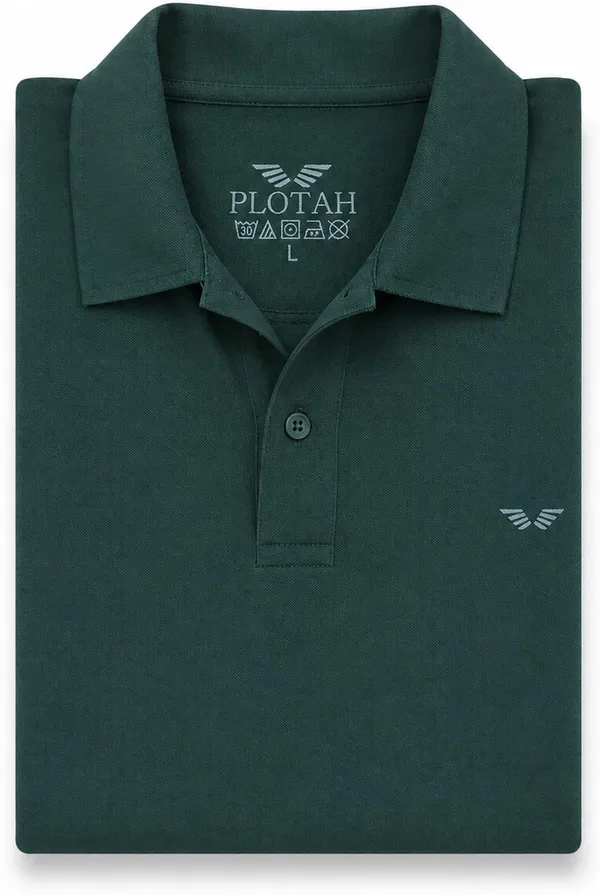PLOTAH_Solid_Men_Polo_Neck_Dark_Green_T-Shirt_()