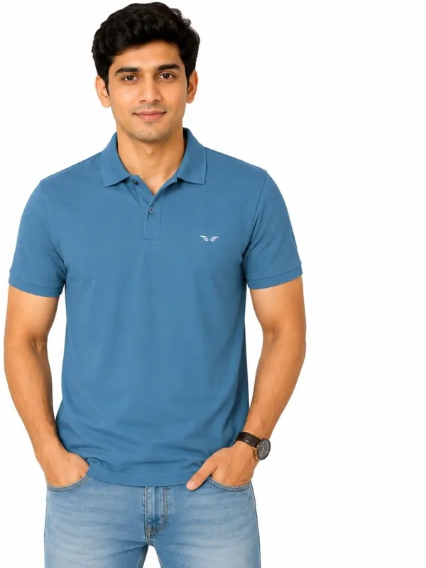 PLOTAH_Solid_Men_Polo_Neck_Blue_T-Shirt_()