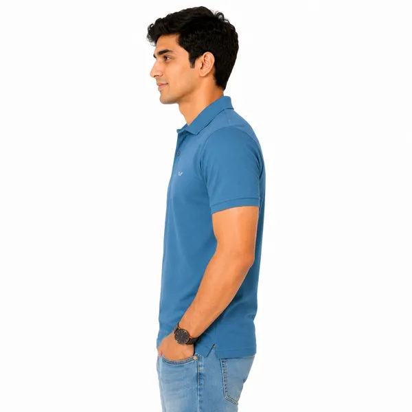 PLOTAH_Solid_Men_Polo_Neck_Blue_T-Shirt_()
