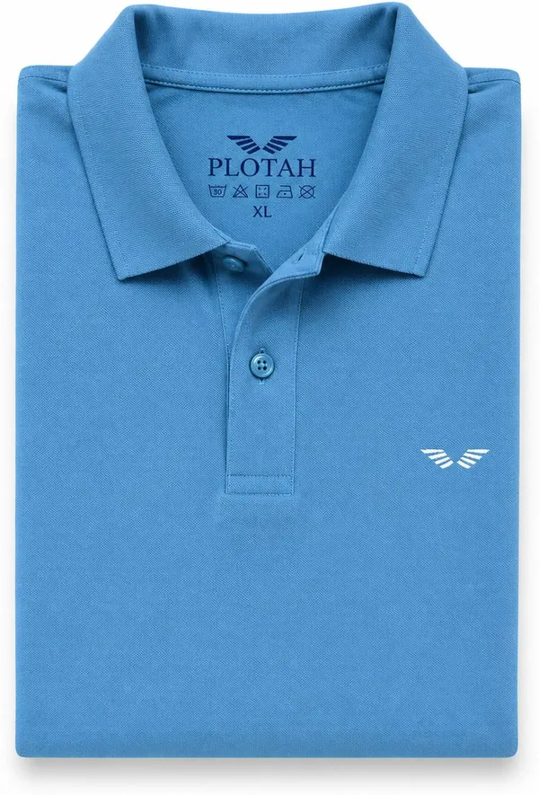 PLOTAH_Solid_Men_Polo_Neck_Blue_T-Shirt_()