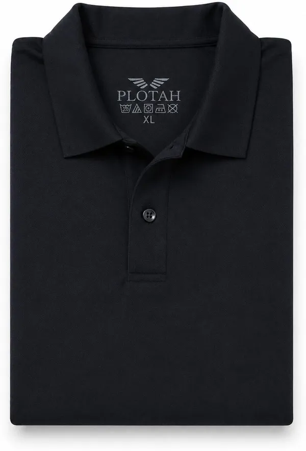 PLOTAH_Solid_Men_Polo_Neck_Black_T-Shirt_()