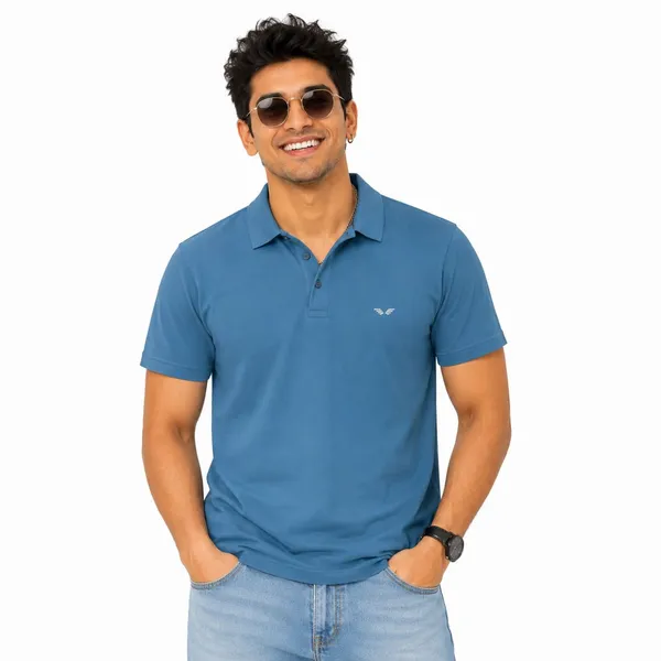 PLOTAH_Solid_Men_Polo_Neck_Black,_Blue_T-Shirt_()