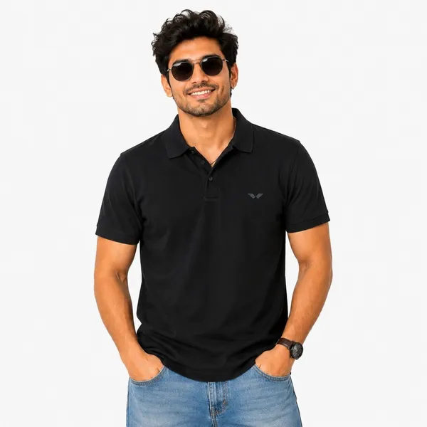 PLOTAH_Solid_Men_Polo_Neck_Black,_Blue_T-Shirt_()