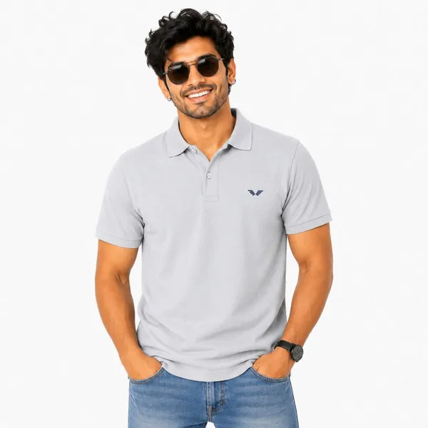 PLOTAH_Solid_Men_Polo_Neck_Grey,_Dark_Green_T-Shirt_()