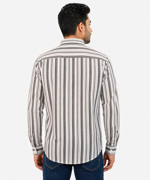 White_Woven_Striped_Regular_Fit_Shirt_For_Men