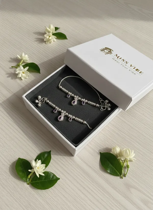 Silver_Stainless_Steel_Charm_Anklet_Set_for_Women