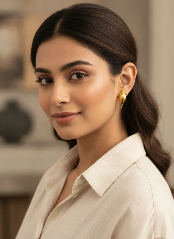 Gold_Tone_Shell_Stud_Earrings_for_Women