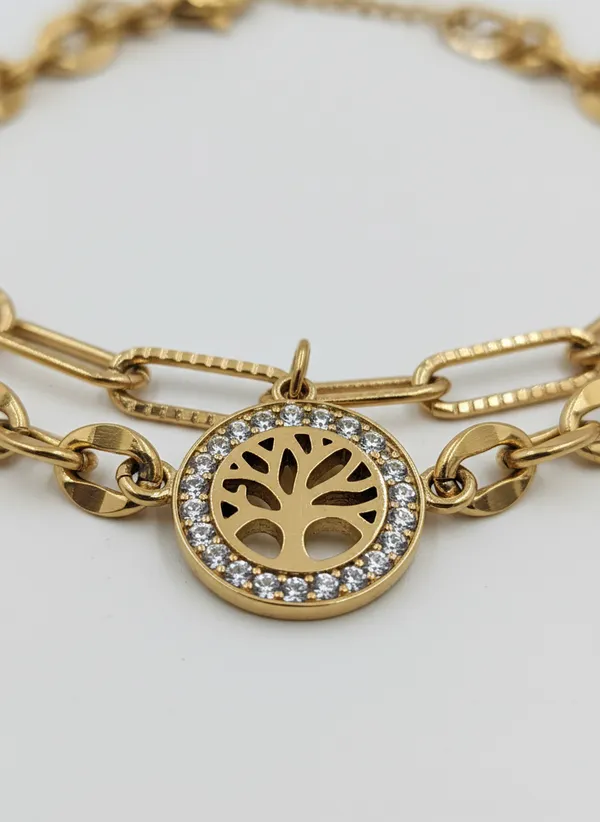 Gold_Tone_Layered_Tree_Of_Life_Charm_Bracelet_for_Women