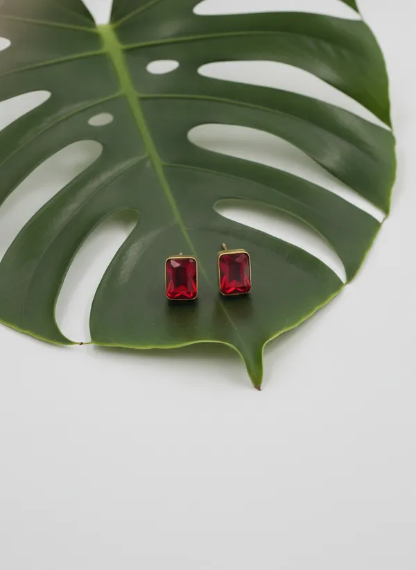 Gold_Tone_Red_Rectangular_Stud_Earrings_for_Women