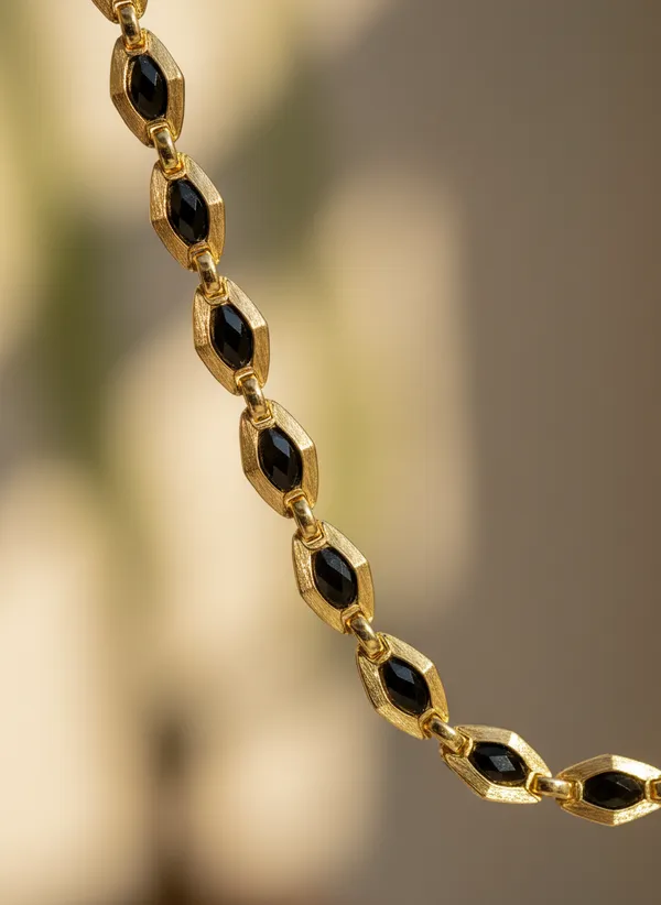 Gold_Tone_Black_Link_Necklace_for_Women