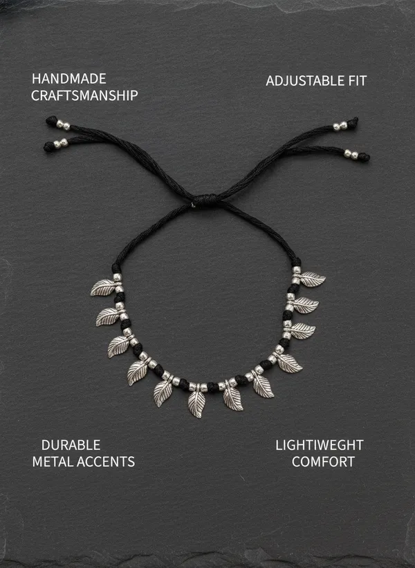 Silver-Tone_Leaf_Pendant_Black_Beaded_Necklace_for_Women