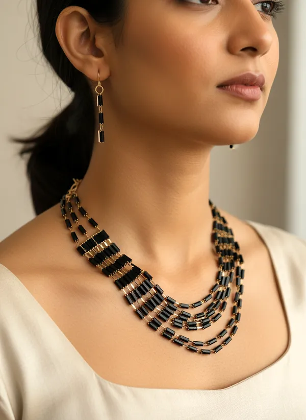 Black_Beaded_Mangalsutra_Necklace_And_Earrings_Set_For_Women