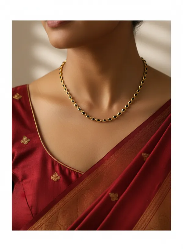 Gold_Tone_Black_Link_Necklace_for_Women