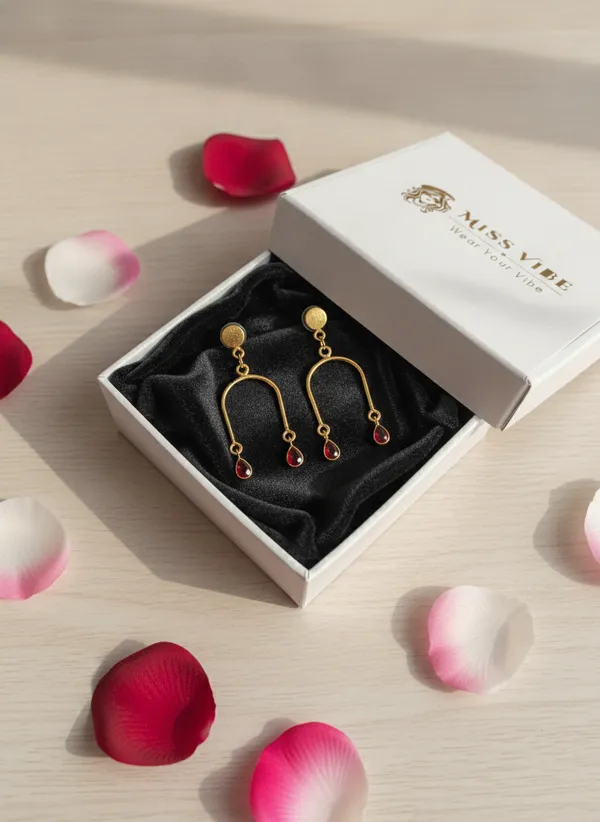 Gold_Tone_Red_Stone_Drop_Earrings_for_Women