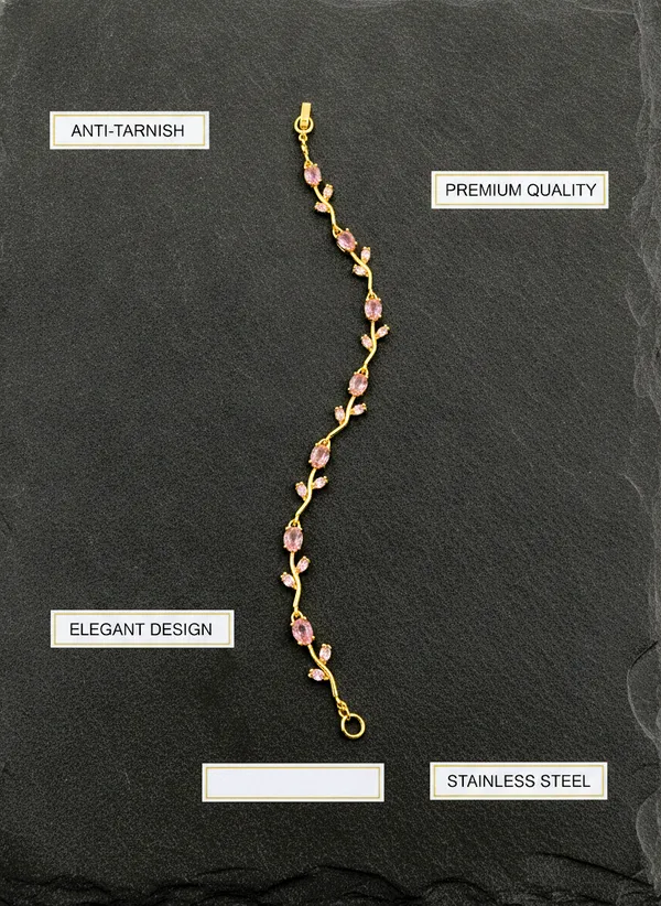 Gold-Tone_Stainless_Steel_Floral_Bracelet_for_Women