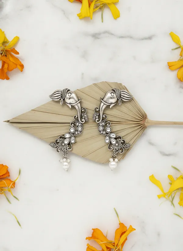 Silver-Tone_Elephant_Motif_Drop_Earrings_for_Women