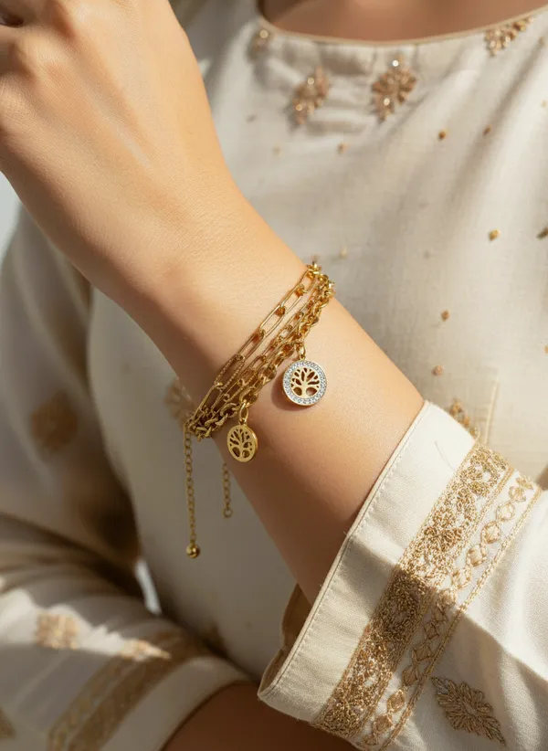Gold_Tone_Layered_Tree_Of_Life_Charm_Bracelet_for_Women