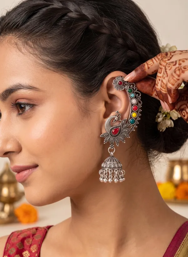 Silver_Oxidised_Peacock_Jhumka_Earrings_for_Women
