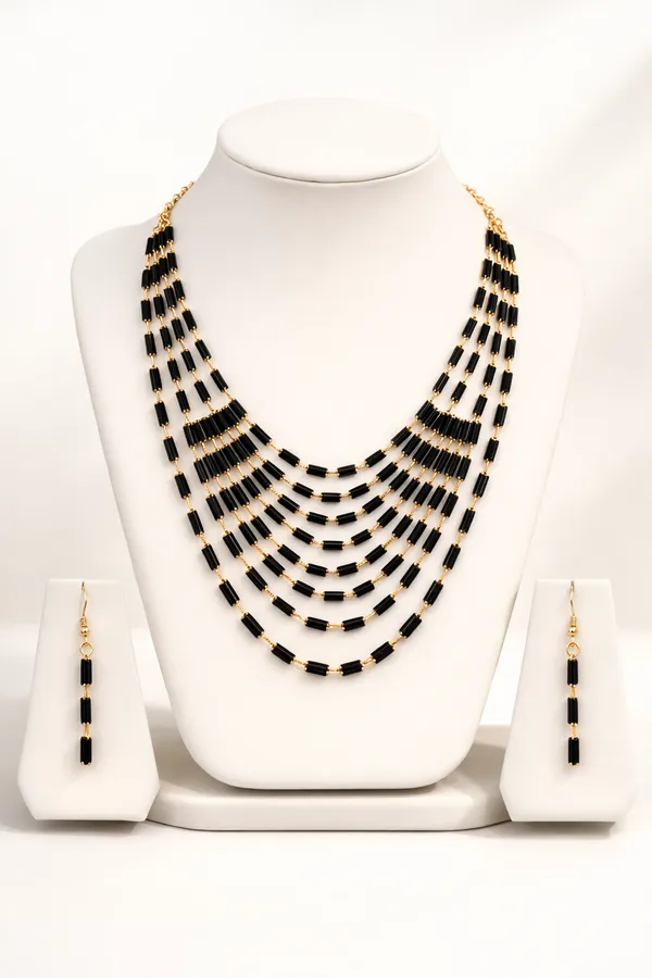 Black_Beaded_Mangalsutra_Necklace_And_Earrings_Set_For_Women