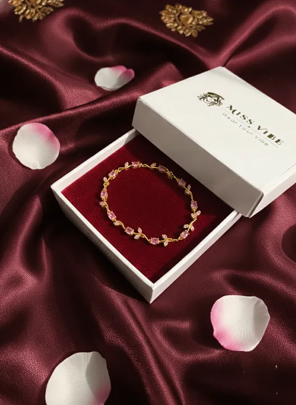 Gold-Tone_Stainless_Steel_Floral_Bracelet_for_Women