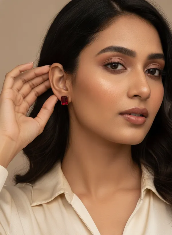 Gold_Tone_Red_Rectangular_Stud_Earrings_for_Women