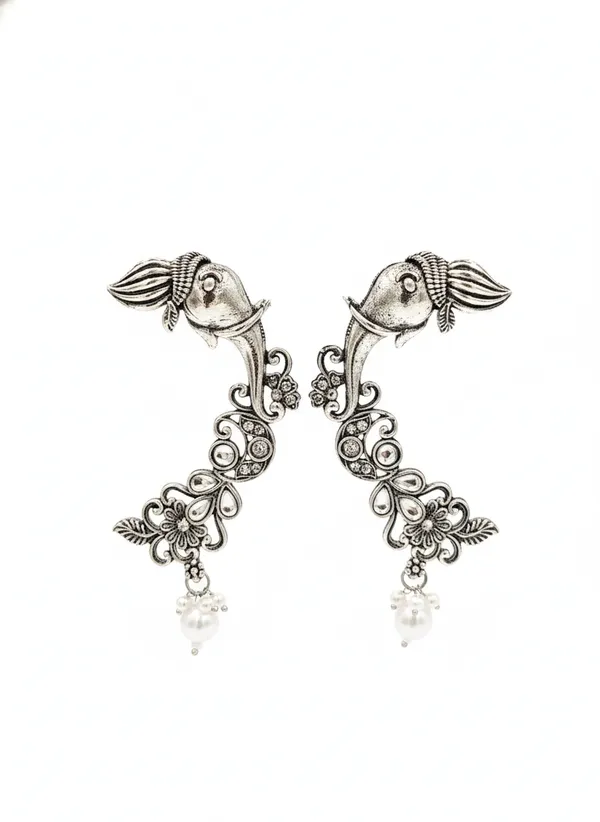 Silver-Tone_Elephant_Motif_Drop_Earrings_for_Women
