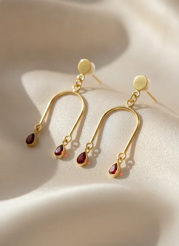 Gold_Tone_Red_Stone_Drop_Earrings_for_Women